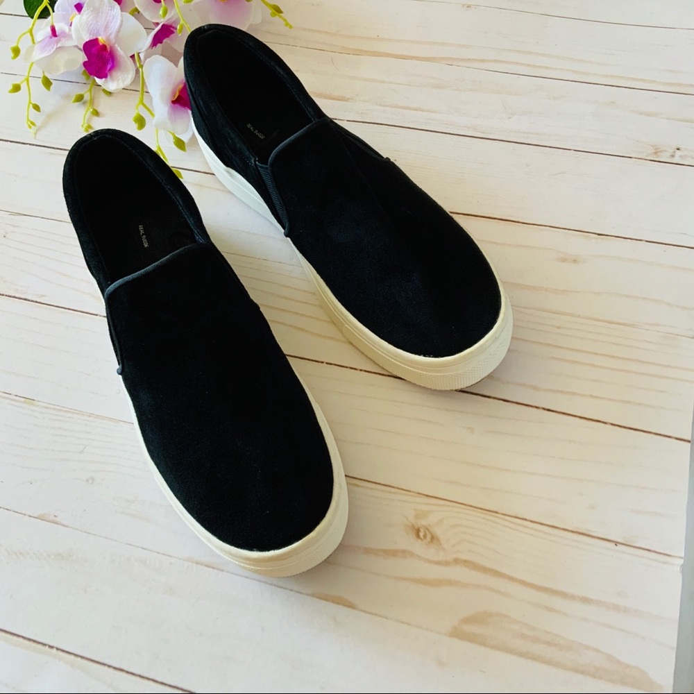 H&M Black Genuine Suede Boat Sneakers Size 8